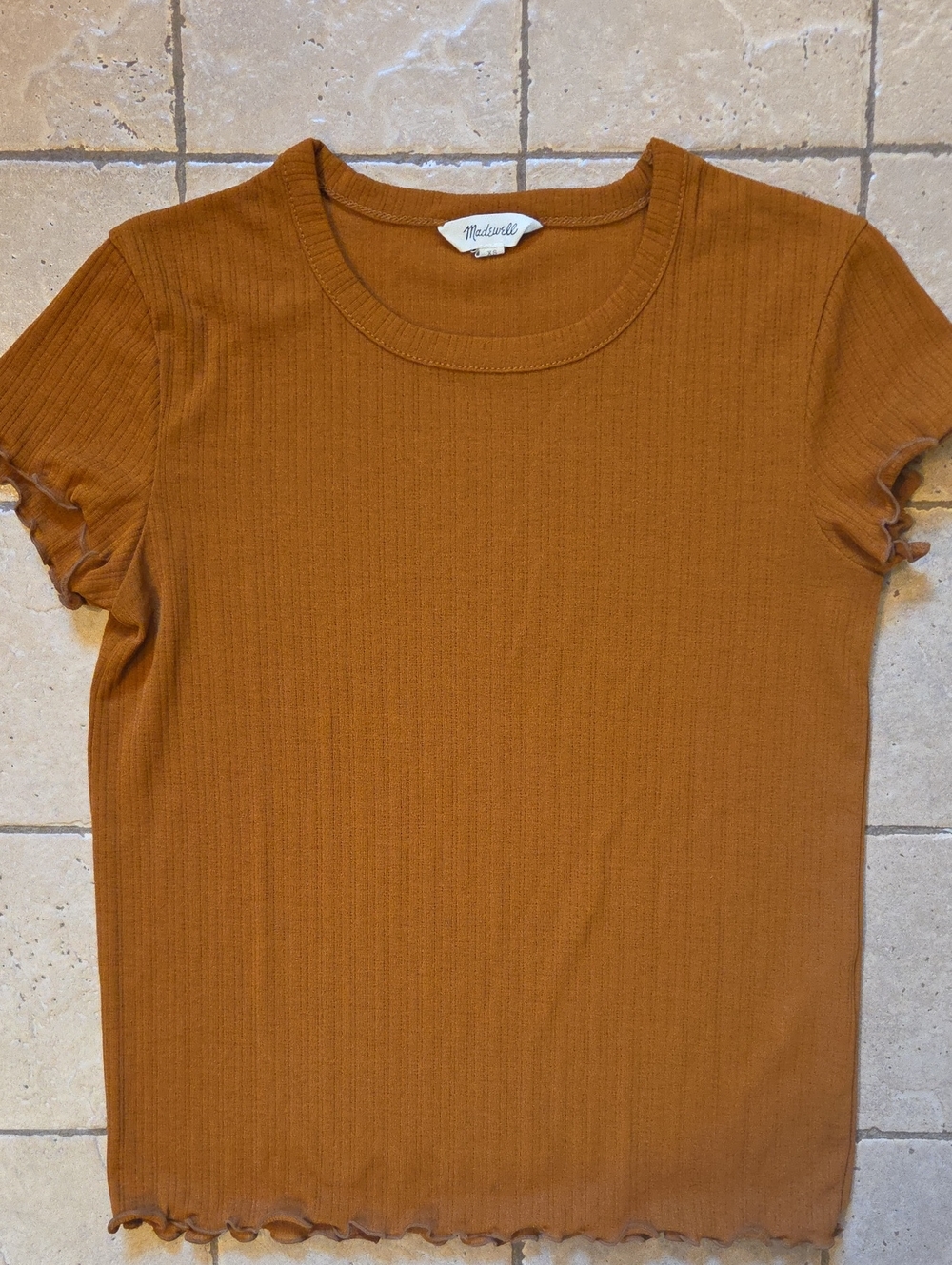 Madewell Lettuce Hem 90s Sheer Summer Baby Tee In Golden Pecan